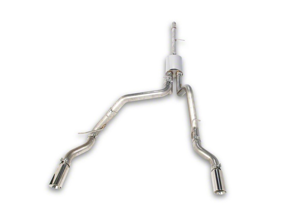 C&L Dual Exhaust System with Polished Tips; Side/Rear Exit (19-26 5.3L Sierra 1500 w/o Factory Dual Exhaust)