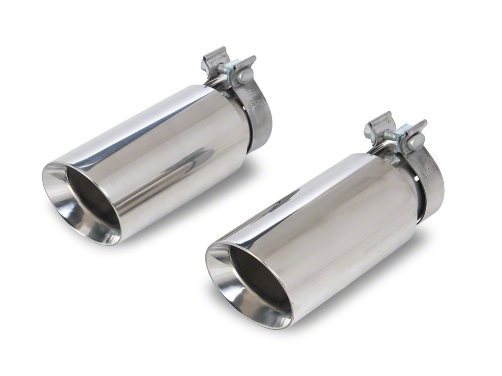C&L Dual Exhaust System with Polished Tips; Side/Rear Exit (19-26 5.3L Sierra 1500 w/o Factory Dual Exhaust)