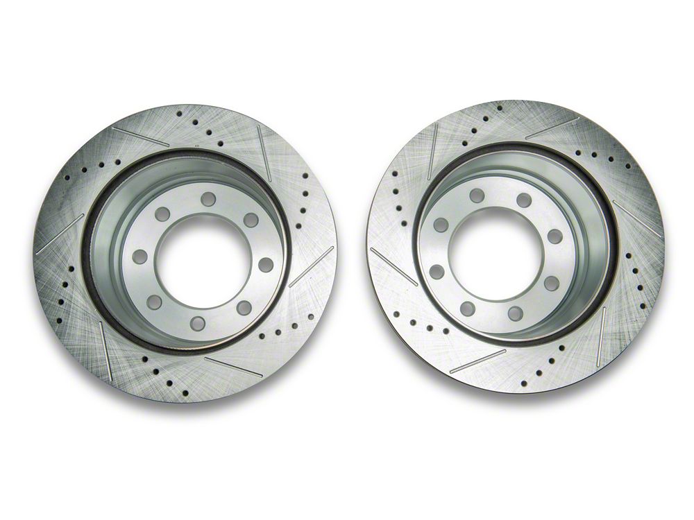 C&L Super Sport HD Cross-Drilled and Slotted 8-Lug Rotors; Rear Pair (13-22 F-350 Super Duty SRW)