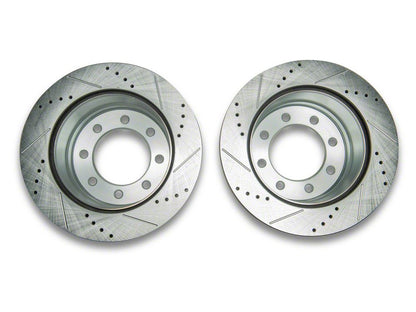 C&L Super Sport HD Cross-Drilled and Slotted 8-Lug Rotors; Rear Pair (13-22 F-350 Super Duty SRW)