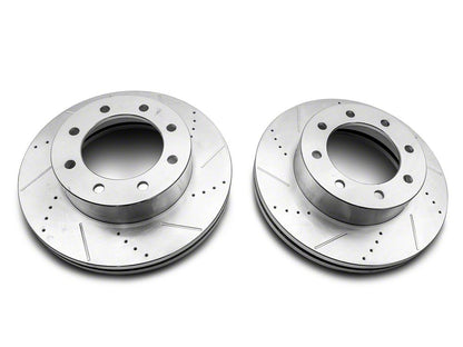 C&L Super Sport HD Cross-Drilled and Slotted 8-Lug Brake Rotor and Pad Kit; Front (13-22 4WD F-350 Super Duty)