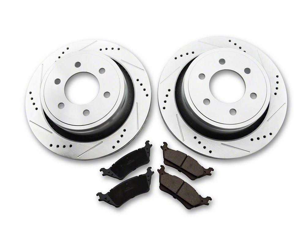 C&L Super Sport HD Brake Rotor and Pad Kit; Rear (12-14 F-150; 15-17 F-150 w/ Manual Parking Brake)
