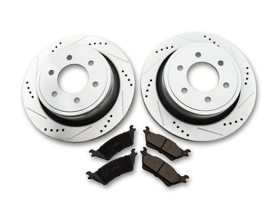 C&L Super Sport HD Brake Rotor and Pad Kit; Rear (12-14 F-150; 15-17 F-150 w/ Manual Parking Brake)