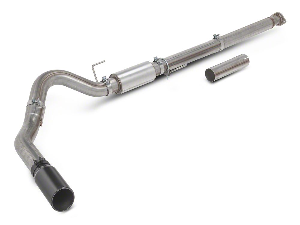 C&L 4-Inch Single Exhaust System with Black Tip; Side Exit (15-20 2.7L EcoBoost F-150)