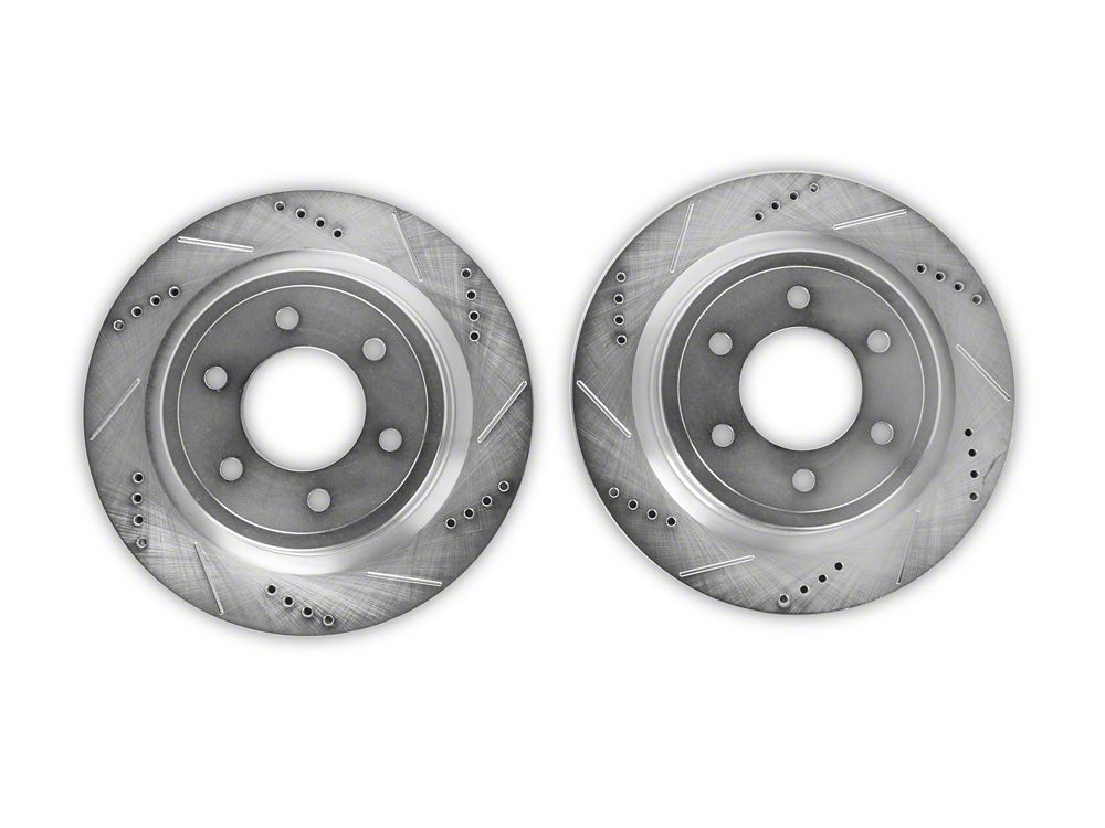 C&L Super Sport HD Cross-Drilled and Slotted 6-Lug Rotors; Rear Pair (21-25 F-150 w/o Factory Max Tow/Haul Package)