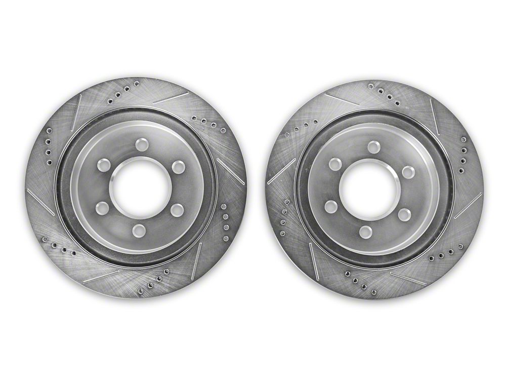 C&L Super Sport HD Cross-Drilled and Slotted 6-Lug Rotors; Rear Pair (21-25 F-150 w/o Factory Max Tow/Haul Package)
