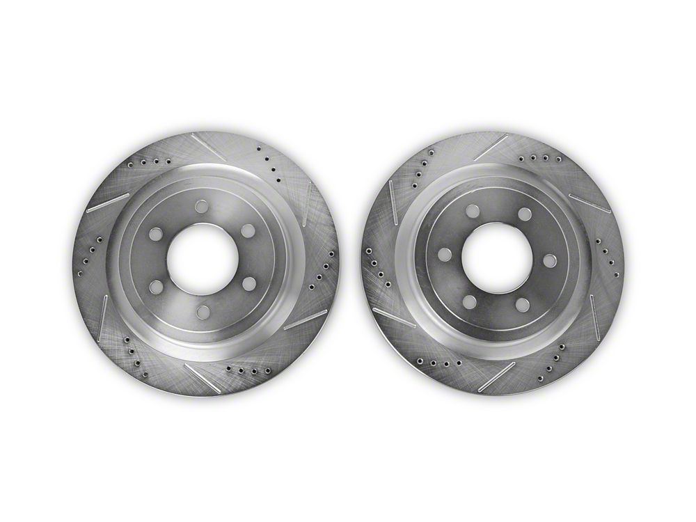 C&L Super Sport HD Cross-Drilled and Slotted 6-Lug Rotors; Rear Pair (21-25 F-150 w/ Factory Max Tow/Haul Package)