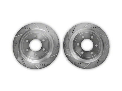 C&L Super Sport HD Cross-Drilled and Slotted 6-Lug Rotors; Rear Pair (21-25 F-150 w/ Factory Max Tow/Haul Package)