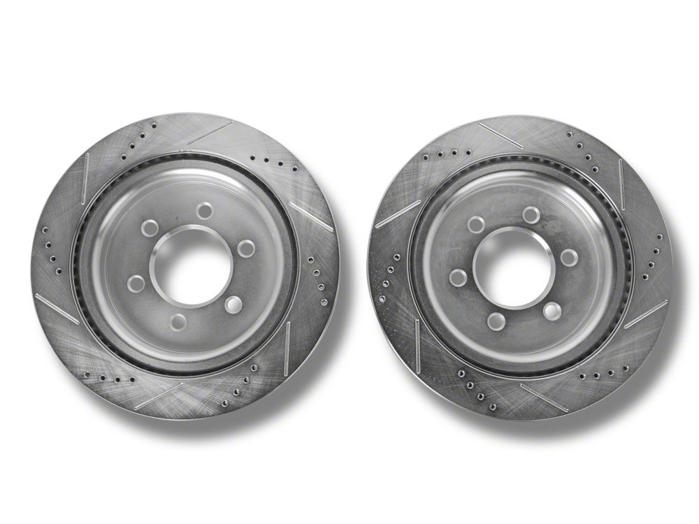 C&L Super Sport HD Cross-Drilled and Slotted 6-Lug Rotors; Rear Pair (21-25 F-150 w/ Factory Max Tow/Haul Package)