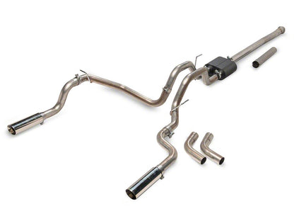 C&L Dual Exhaust System with Polished Tips; Side/Rear Exit (21-25 2.7L EcoBoost F-150 w/o Factory Dual Exhaust)