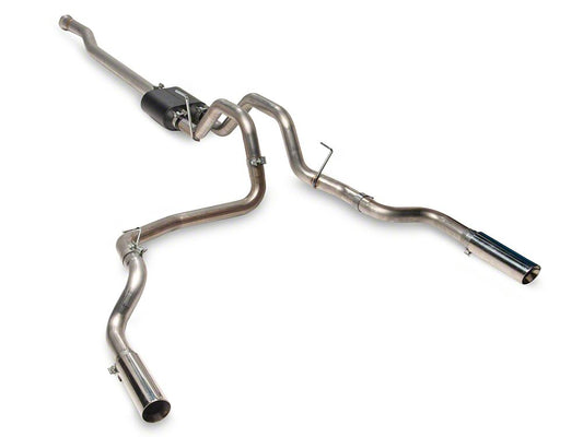 C&L Dual Exhaust System with Polished Tips; Side/Rear Exit (21-25 2.7L EcoBoost F-150 w/o Factory Dual Exhaust)