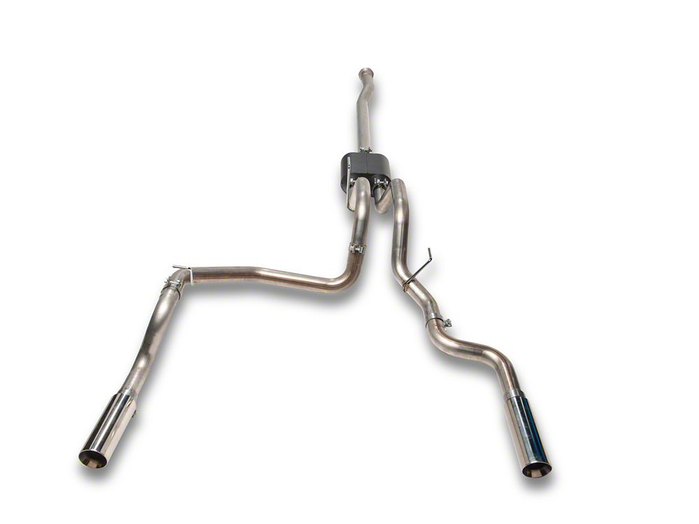 C&L Dual Exhaust System with Polished Tips; Side/Rear Exit (21-25 2.7L EcoBoost F-150 w/o Factory Dual Exhaust)