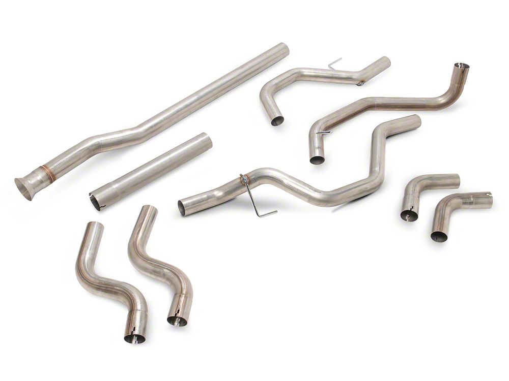 C&L Dual Exhaust System with Polished Tips; Side/Rear Exit (21-25 3.5L EcoBoost F-150 w/o Factory Dual Exhaust)