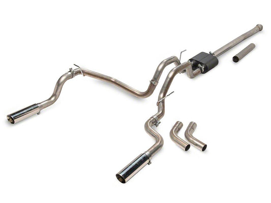 C&L Dual Exhaust System with Polished Tips; Side/Rear Exit (21-25 5.0L F-150 w/o Factory Dual Exhaust)
